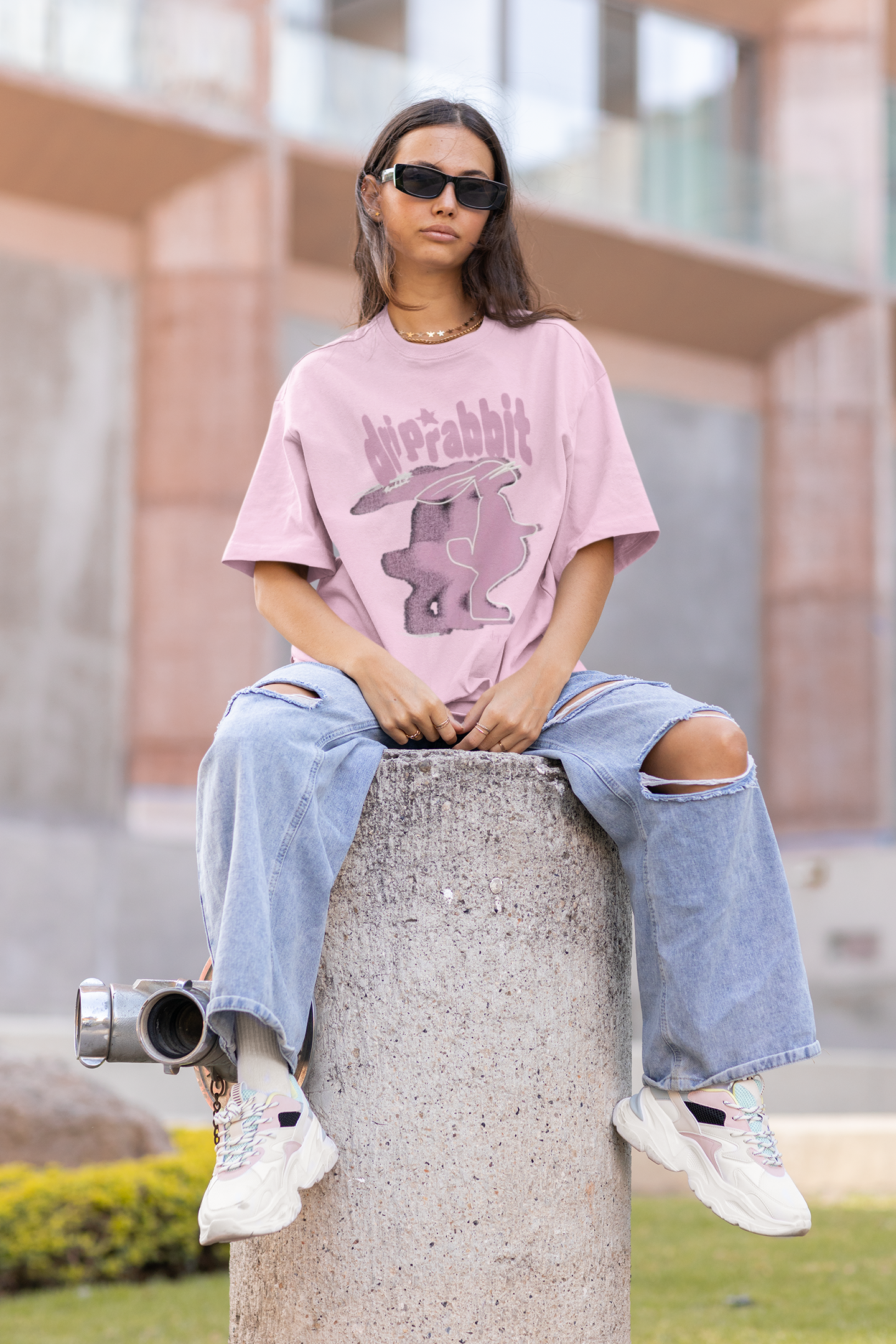 Drip Rabbit Graphic Printed T-shirt Oversized