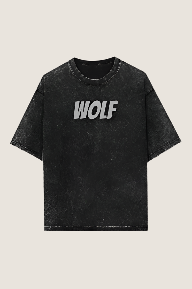 Wolf Graphic Acid Wash Printed T-shirt Oversized