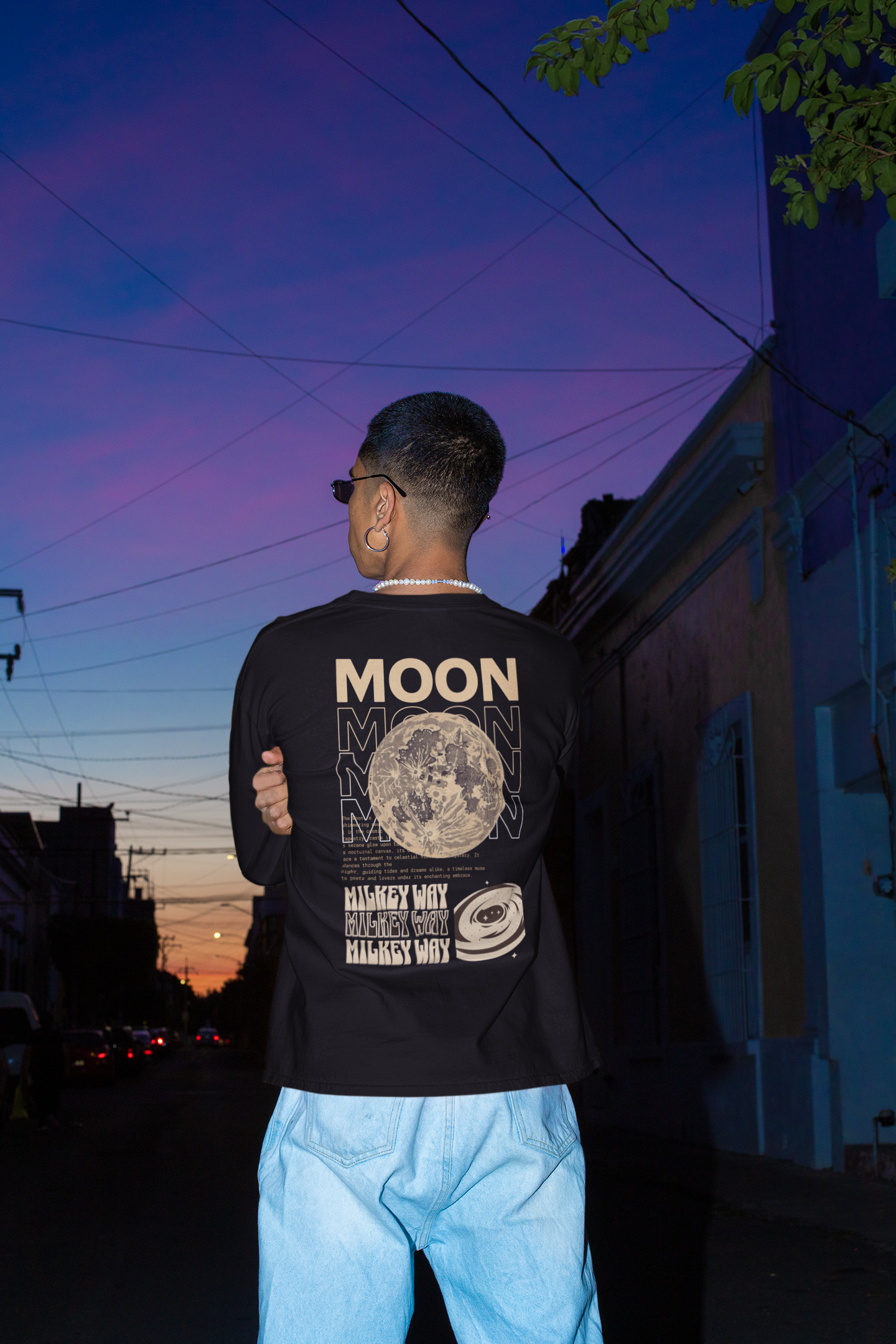Moon Graphic Printed T-shirt Oversized
