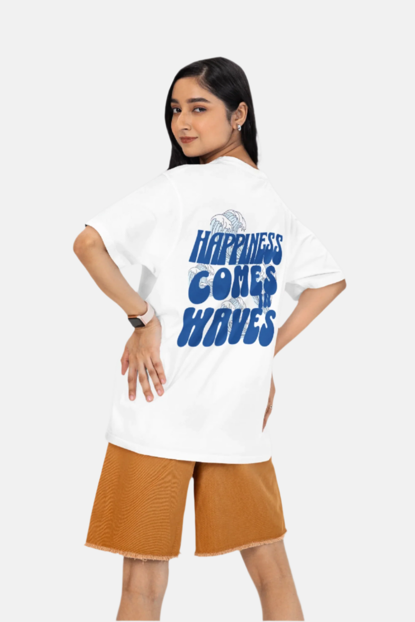 Happiness Comes In Waves Printed T-shirt Oversized