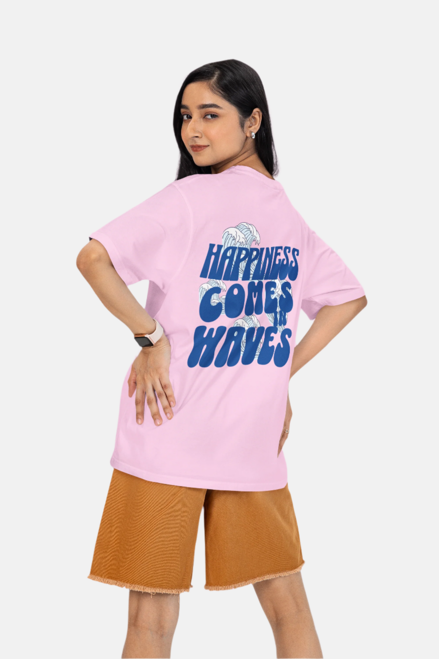 Happiness Comes In Waves Printed T-shirt Oversized
