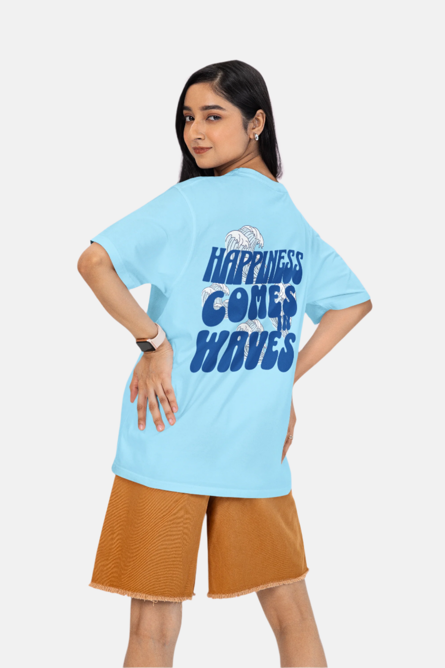 Happiness Comes In Waves Printed T-shirt Oversized