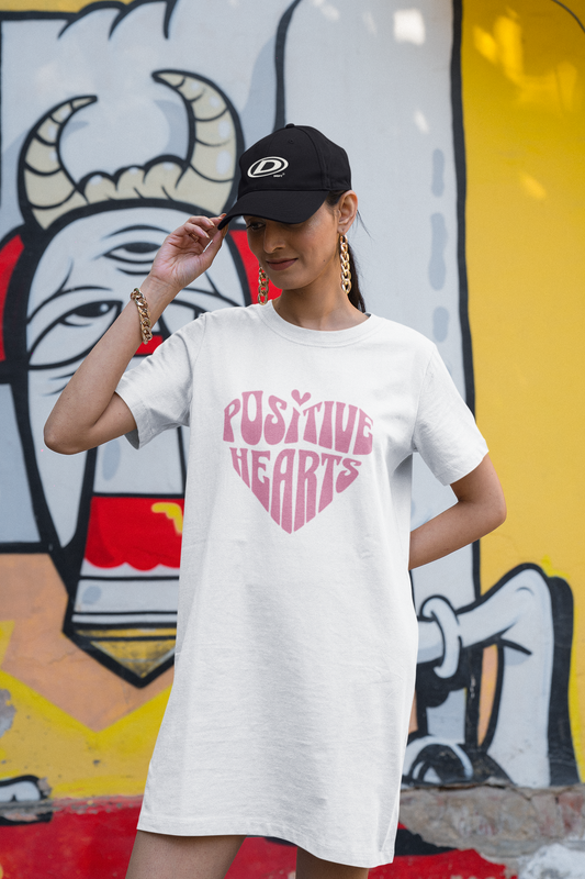 Positive Hearts Printed T-Shirt Dress