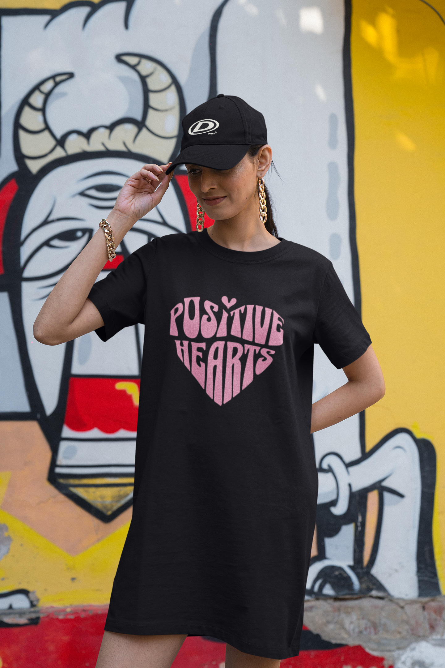 Positive Hearts Printed T-Shirt Dress