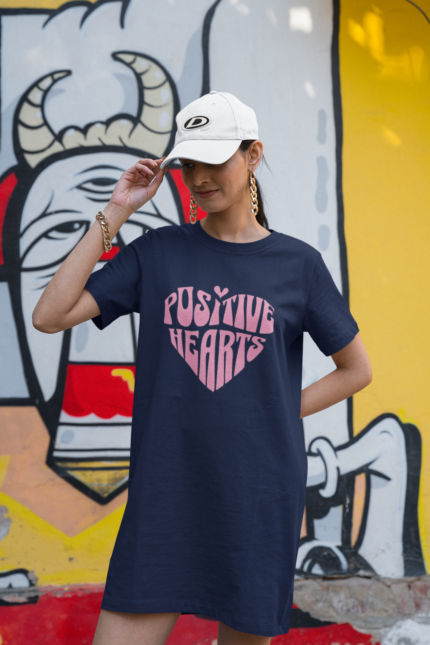 Positive Hearts Printed T-Shirt Dress