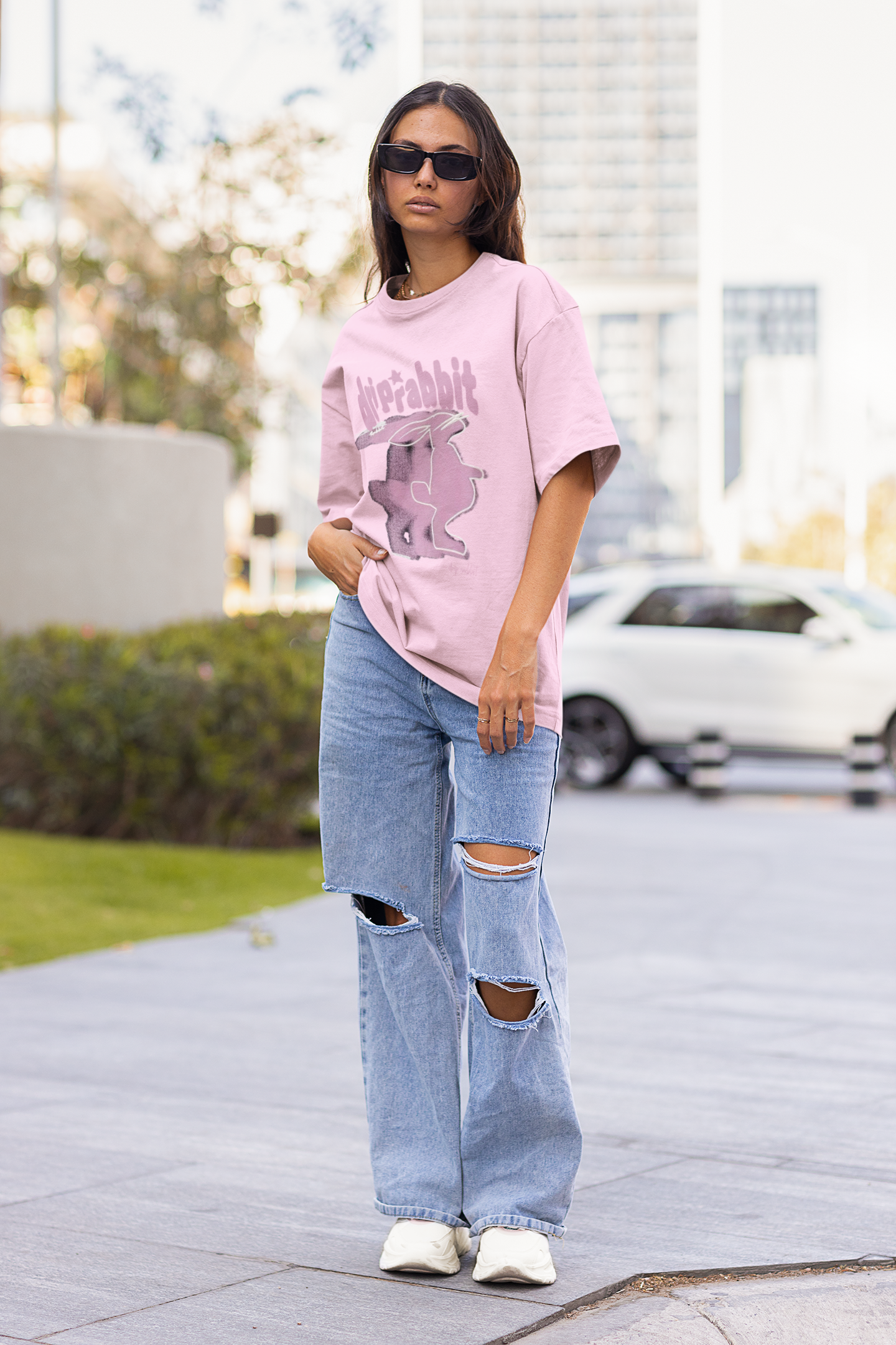 Drip Rabbit Graphic Printed T-shirt Oversized