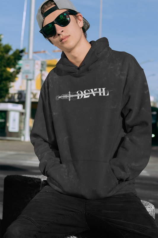 Devil Acid Wash Hooded Sweatshirt
