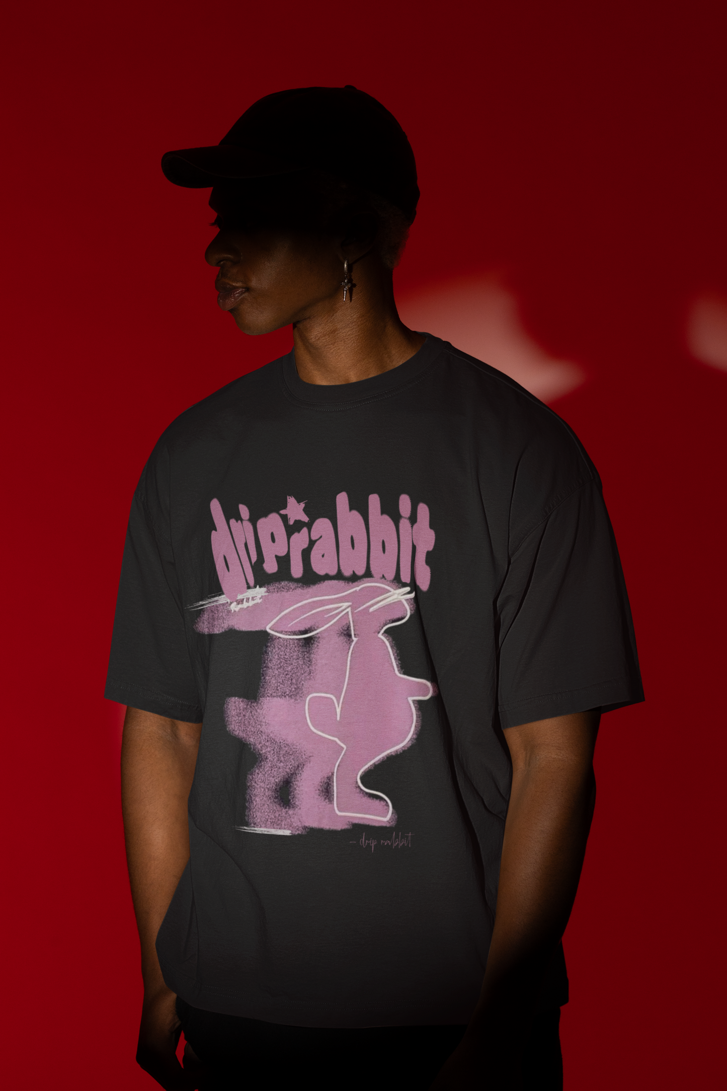 Drip Rabbit Graphic Printed T-shirt Oversized