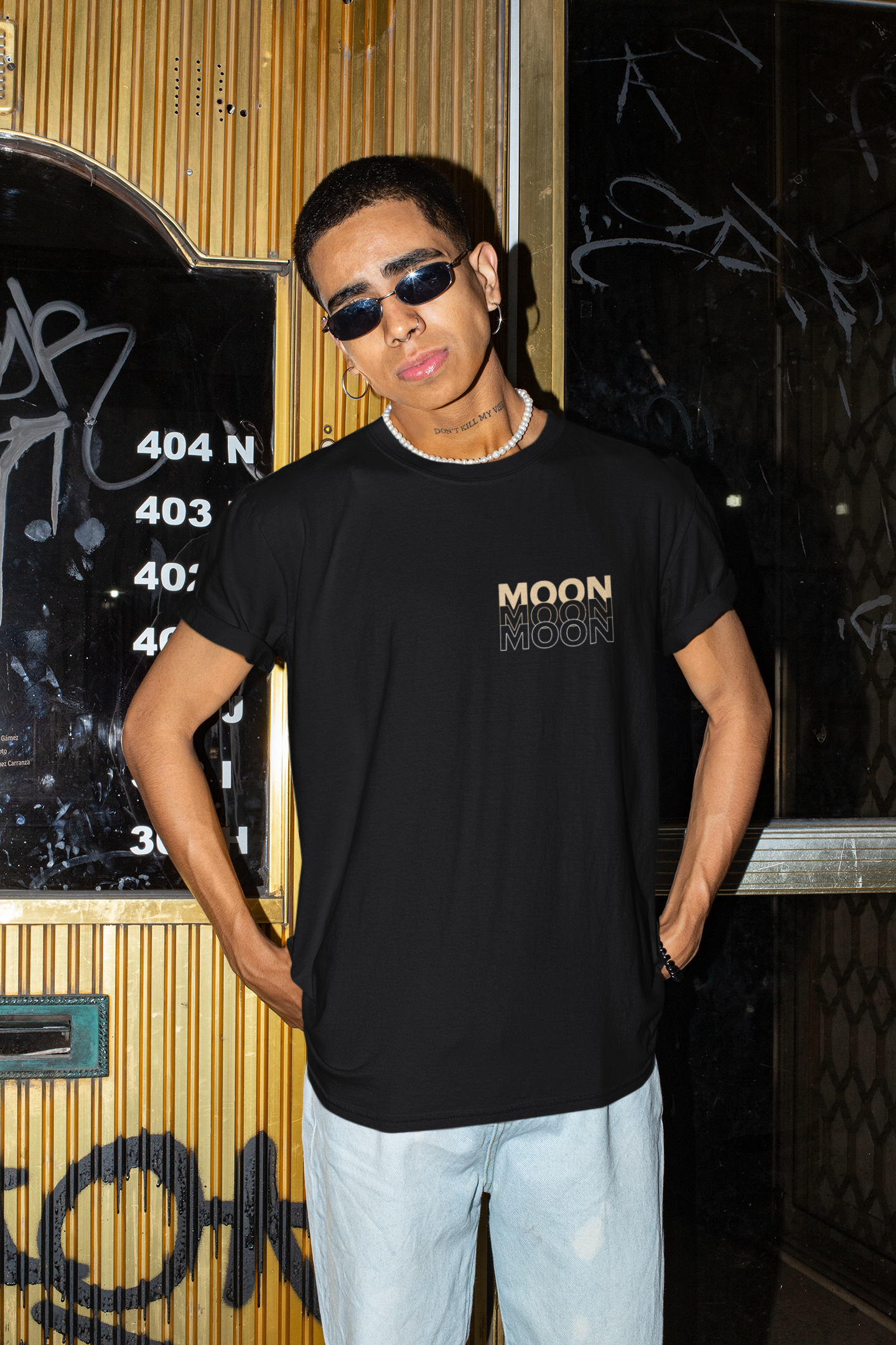 Moon Graphic Printed T-shirt Oversized
